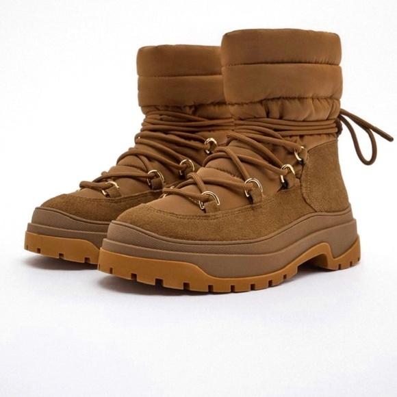 Zara Shoes - Zara Puffer Boots, Tan/Brown, Size EU39/US 8